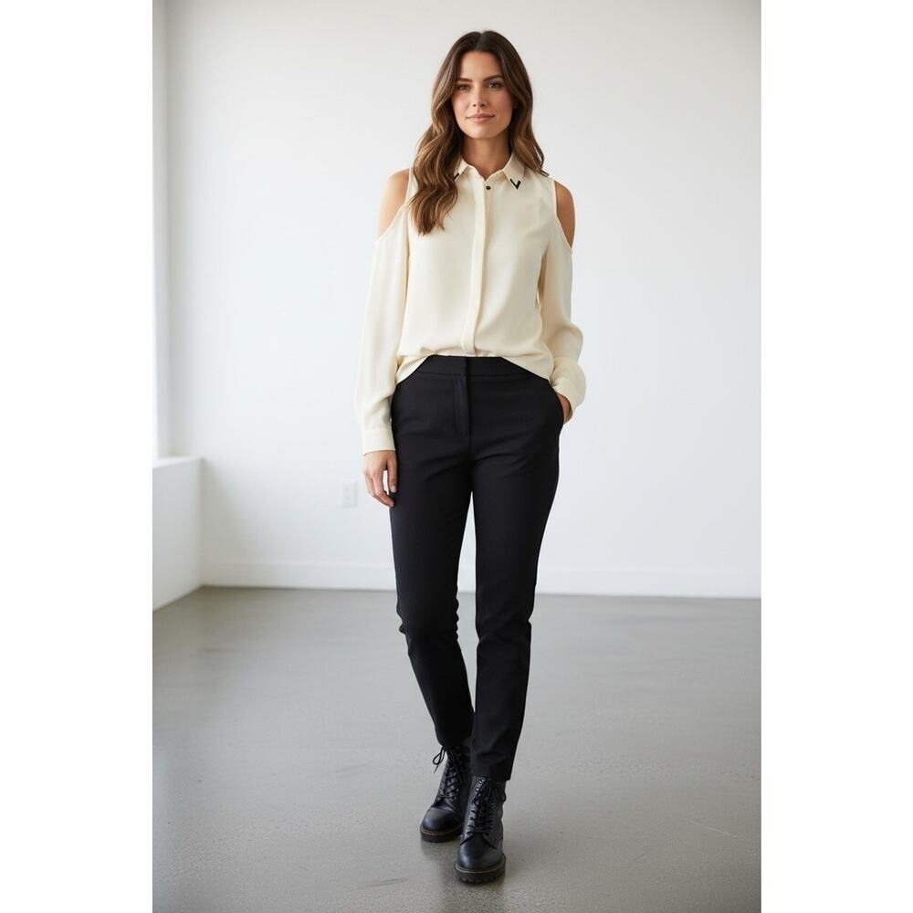 Zia SHEER Shirt With Holes And Brass Collar Accents Size M